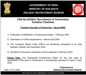 Railway Technician Notification 2024 Railway Technician Notification 2024